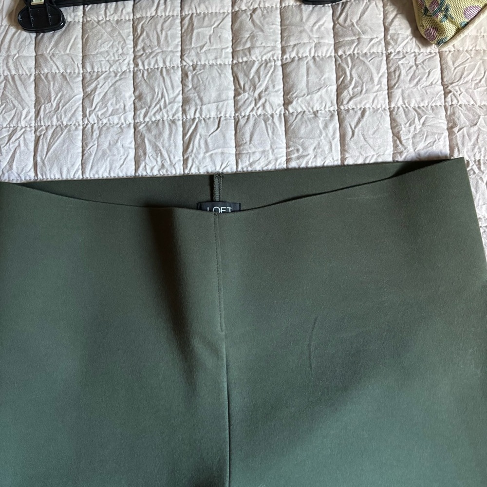High-Rise Olive Green Ponte Leggings - Picture 5 of 8